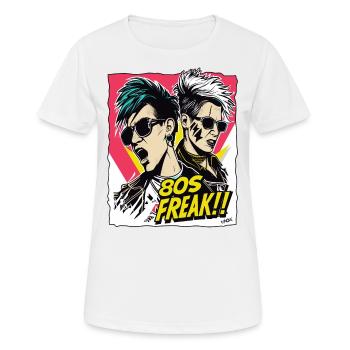Popmusik-Kultur und 80er-Jahre-Freak - Frauen T-Shirt atmungsaktiv - Weiß - Vorne - AI Model Female 172 dark (172cm)