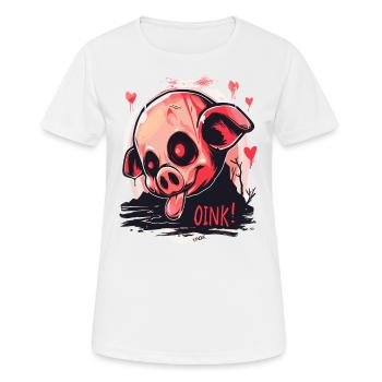 Nosferatu-Vampir-Zombie-Schweinchen, Oink! - Frauen T-Shirt atmungsaktiv - Weiß - Vorne - AI Model Female 172 dark (172cm)