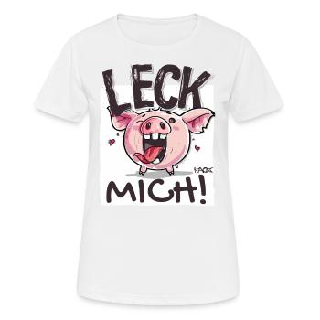 Petit cochon coquin : Lèche-moi - T-shirt respirant Femme - blanc - Devant - AI Model Female 172 dark (172cm)