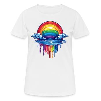 Wolken- und Regenbogen-Portal - Frauen T-Shirt atmungsaktiv - Weiß - Vorne - AI Model Female 172 dark (172cm)