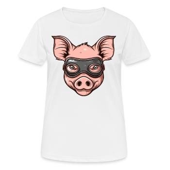 Funny Leather Mask Pig - Women's Breathable T-Shirt - white - Front - AI Model Female 172 dark (172cm)