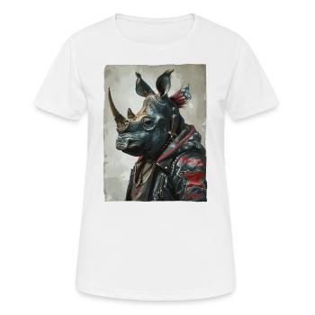 Patriotischer Punk-Nashorn - Frauen T-Shirt atmungsaktiv - Weiß - Vorne - AI Model Female 172 dark (172cm)