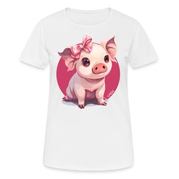 Petit cochon mignon avec nœud - T-shirt respirant Femme - blanc - Devant - AI Model Female 172 dark (172cm)