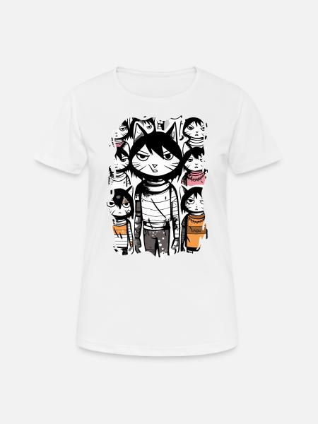 Klon-Straßen-Katzen: Street Art Katze - Frauen T-Shirt atmungsaktiv - Weiß
