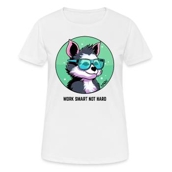 Work smart, not hard: Smart dog with glasses - Women's Breathable T-Shirt - white - Front - AI Model Female 172 dark (172cm)