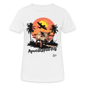 Apocalypse Pig in Vietnam Plane with Palm Trees - Women's Breathable T-Shirt - white - Front - AI Model Female 172 dark (172cm)