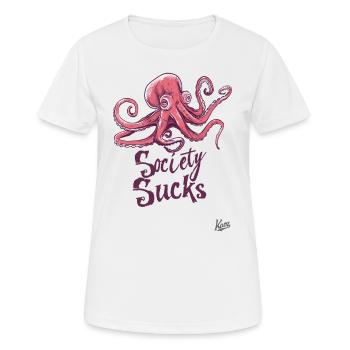 Wise, annoyed octopus: Society is annoying - Women's Breathable T-Shirt - white - Front - AI Model Female 172 dark (172cm)