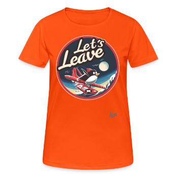 Voler un pingouin drôle dans la neige, éloignez-vous d’ici - T-shirt respirant Femme - orange néon - Devant - AI Model Female 172 dark (172cm)