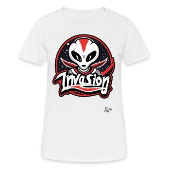 Mascotte d’invasion extraterrestre - T-shirt respirant Femme - blanc - Devant - AI Model Female 172 dark (172cm)
