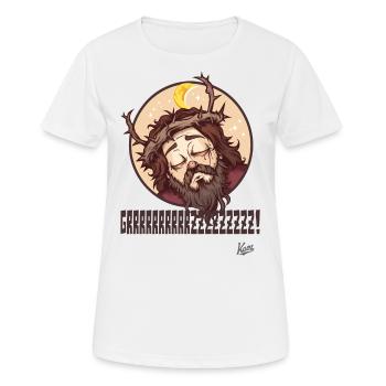 Doux, type Jésus endormi - T-shirt respirant Femme - blanc - Devant - AI Model Female 172 dark (172cm)