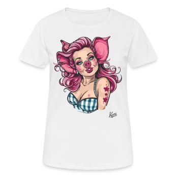 Pin-up et cochon cochon - T-shirt respirant Femme - blanc - Devant - AI Model Female 172 dark (172cm)