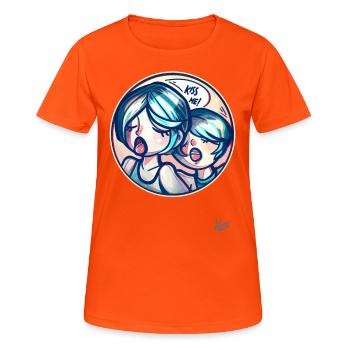 Küss mich, Schatz, ich will dich! - Frauen T-Shirt atmungsaktiv - Neonorange - Vorne - AI Model Female 172 dark (172cm)