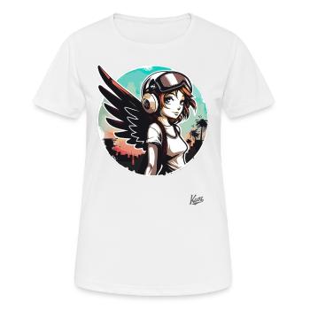 Fille alternative cool avec des ailes d’ange - T-shirt respirant Femme - blanc - Devant - AI Model Female 172 dark (172cm)
