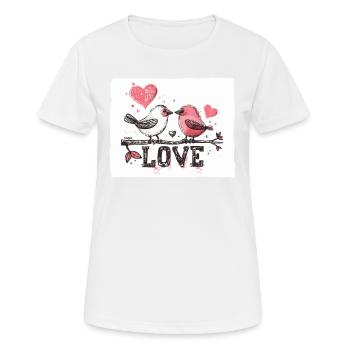 Deux oiseaux aimants, amour d’oiseau - T-shirt respirant Femme - blanc - Devant - AI Model Female 172 dark (172cm)