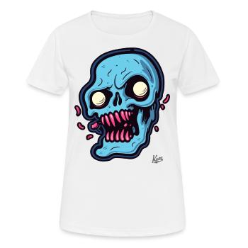 abstrakter blauer Totenkopf - Frauen T-Shirt atmungsaktiv - Weiß - Vorne - AI Model Female 172 dark (172cm)