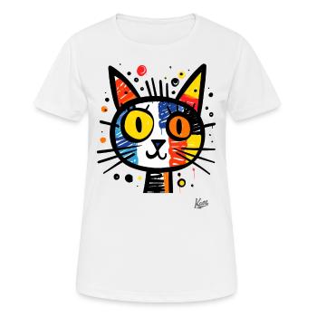 Portrait artistique abstrait coloré de chats - T-shirt respirant Femme - blanc - Devant - AI Model Female 172 dark (172cm)