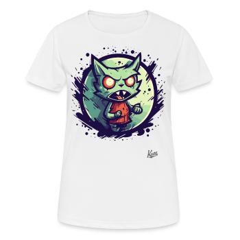 Cool cartoon of an annoyed rage cat - Women's Breathable T-Shirt - white - Front - AI Model Female 172 dark (172cm)