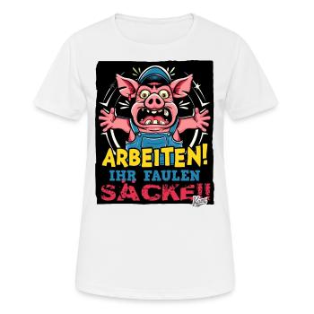 Cochon contremaître, travaillant ses sacs paresseux - T-shirt respirant Femme - blanc - Devant - AI Model Female 172 dark (172cm)