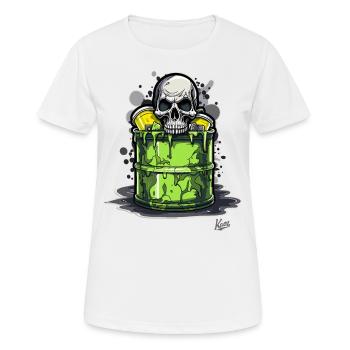 Poubelle à déchets toxiques avec crâne - T-shirt respirant Femme - blanc - Devant - AI Model Female 172 dark (172cm)
