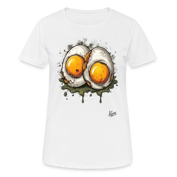 Œufs au plat, 2 fois œuf dégoûtant à la coque - T-shirt respirant Femme - blanc - Devant - AI Model Female 172 dark (172cm)