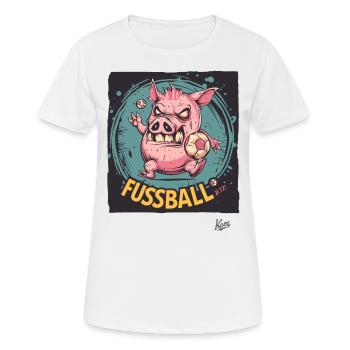 Fußball-Schwein: Wir wollen Fußball jetzt - Frauen T-Shirt atmungsaktiv - Weiß - Vorne - AI Model Female 172 dark (172cm)