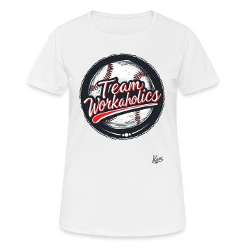 Travailler jusqu’à l’épuisement professionnel, Team Workaholics - T-shirt respirant Femme - blanc - Devant - AI Model Female 172 dark (172cm)