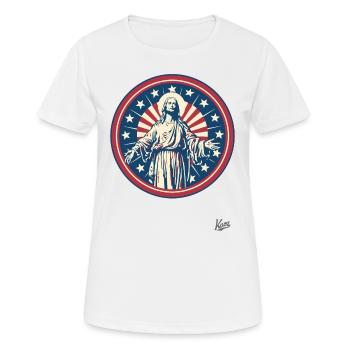 Patriotischer Amerikanischer Jesus - Frauen T-Shirt atmungsaktiv - Weiß - Vorne - AI Model Female 172 dark (172cm)