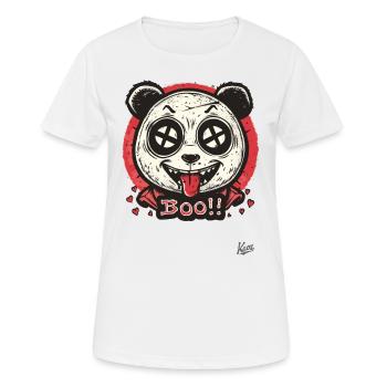Gruselig-süßer Panda sagt "Buh" - Frauen T-Shirt atmungsaktiv - Weiß - Vorne - AI Model Female 172 dark (172cm)