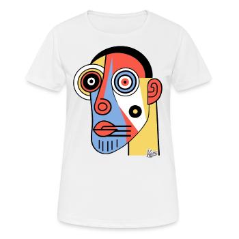 Cubisme abstrait Art d’un homme des cavernes - T-shirt respirant Femme - blanc - Devant - AI Model Female 172 dark (172cm)