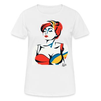 Art abstrait Portrait d’une femme - T-shirt respirant Femme - blanc - Devant - AI Model Female 172 dark (172cm)