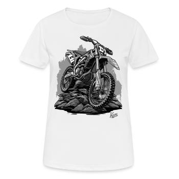 Dirt Bike Motocross: Staub, Schweiß und Kettenöl - Frauen T-Shirt atmungsaktiv - Weiß - Vorne - AI Model Female 172 dark (172cm)