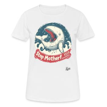 Espèces menacées : Baleine, STOP MOTHER... - T-shirt respirant Femme - blanc - Devant - AI Model Female 172 dark (172cm)