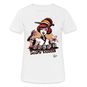 Hobby Geisha: Die fröhliche Sushi-Königin - Frauen T-Shirt atmungsaktiv - Weiß - Vorne - AI Model Female 172 dark (172cm)