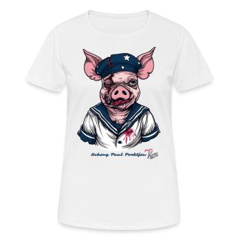 L’odeur d’une truie battue et d’un cochon marin - T-shirt respirant Femme - blanc - Devant - AI Model Female 172 dark (172cm)