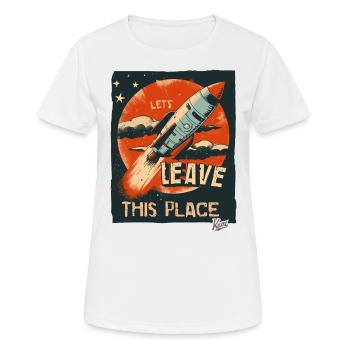 Lass uns mit einer Rakete hier abhauen - Frauen T-Shirt atmungsaktiv - Weiß - Vorne - AI Model Female 172 dark (172cm)
