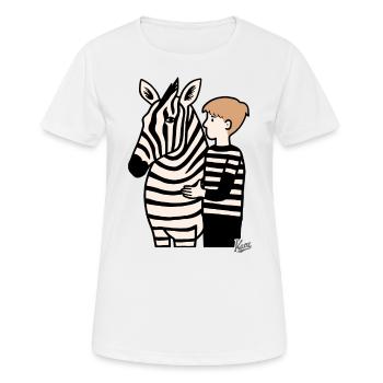 Boy with zebra - Women's Breathable T-Shirt - white - Front - AI Model Female 172 dark (172cm)