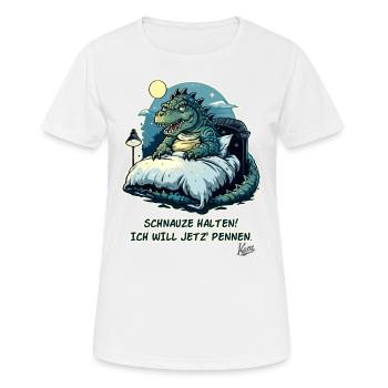 Crocodile alligator au lit, museau je veux dormir - T-shirt respirant Femme - blanc - Devant - AI Model Female 172 dark (172cm)