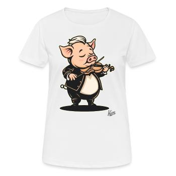 klassische Musik und ein Schwein mit Geige - Frauen T-Shirt atmungsaktiv - Weiß - Vorne - AI Model Female 172 dark (172cm)