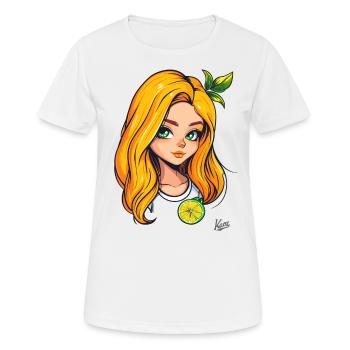 Das Orange-Zitronen-Mädchen - Frauen T-Shirt atmungsaktiv - Weiß - Vorne - AI Model Female 172 dark (172cm)