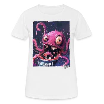 Ein Eimer voller spritziger Farben: Kraken-Schlürf - Frauen T-Shirt atmungsaktiv - Weiß - Vorne - AI Model Female 172 dark (172cm)