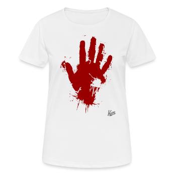 Couleur rouge Goutte à main - T-shirt respirant Femme - blanc - Devant - AI Model Female 172 dark (172cm)