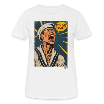 Retro Vintage Cartoon Seemann: Es ist so eng! - Frauen T-Shirt atmungsaktiv - Weiß - Vorne - AI Model Female 172 dark (172cm)