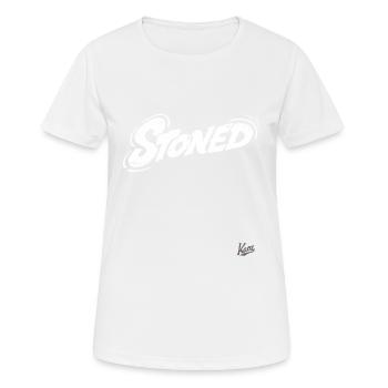 Stoned Style: Klamotten für Kiffer - Frauen T-Shirt atmungsaktiv - Weiß - Vorne - AI Model Female 172 dark (172cm)