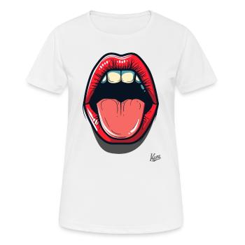 Bouche et langue : baisers et bisous - T-shirt respirant Femme - blanc - Devant - AI Model Female 172 dark (172cm)