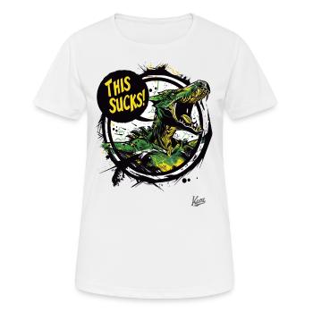 Angry and annoyed dragon says: That's crap - Women's Breathable T-Shirt - white - Front - AI Model Female 172 dark (172cm)