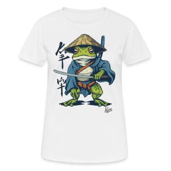 Japanischer Samurai-Ronin-Frosch - Frauen T-Shirt atmungsaktiv - Weiß - Vorne - AI Model Female 172 dark (172cm)