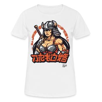 A Japanese Barbarian Viking Warrior Queen - Women's Breathable T-Shirt - white - Front - AI Model Female 172 dark (172cm)