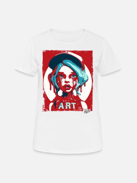 Streetart Mädchen mit Sauce und Kappe - Frauen T-Shirt atmungsaktiv - Weiß