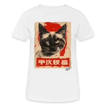 Propaganda-Stil: Siamesische Katze - Frauen T-Shirt atmungsaktiv - Weiß - Vorne - AI Model Female 172 dark (172cm)
