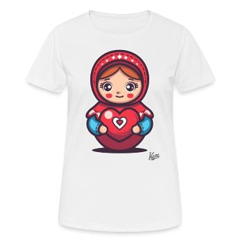 Poupée russe douce et heureuse avec cœur et amour - T-shirt respirant Femme - blanc - Devant - AI Model Female 172 dark (172cm)